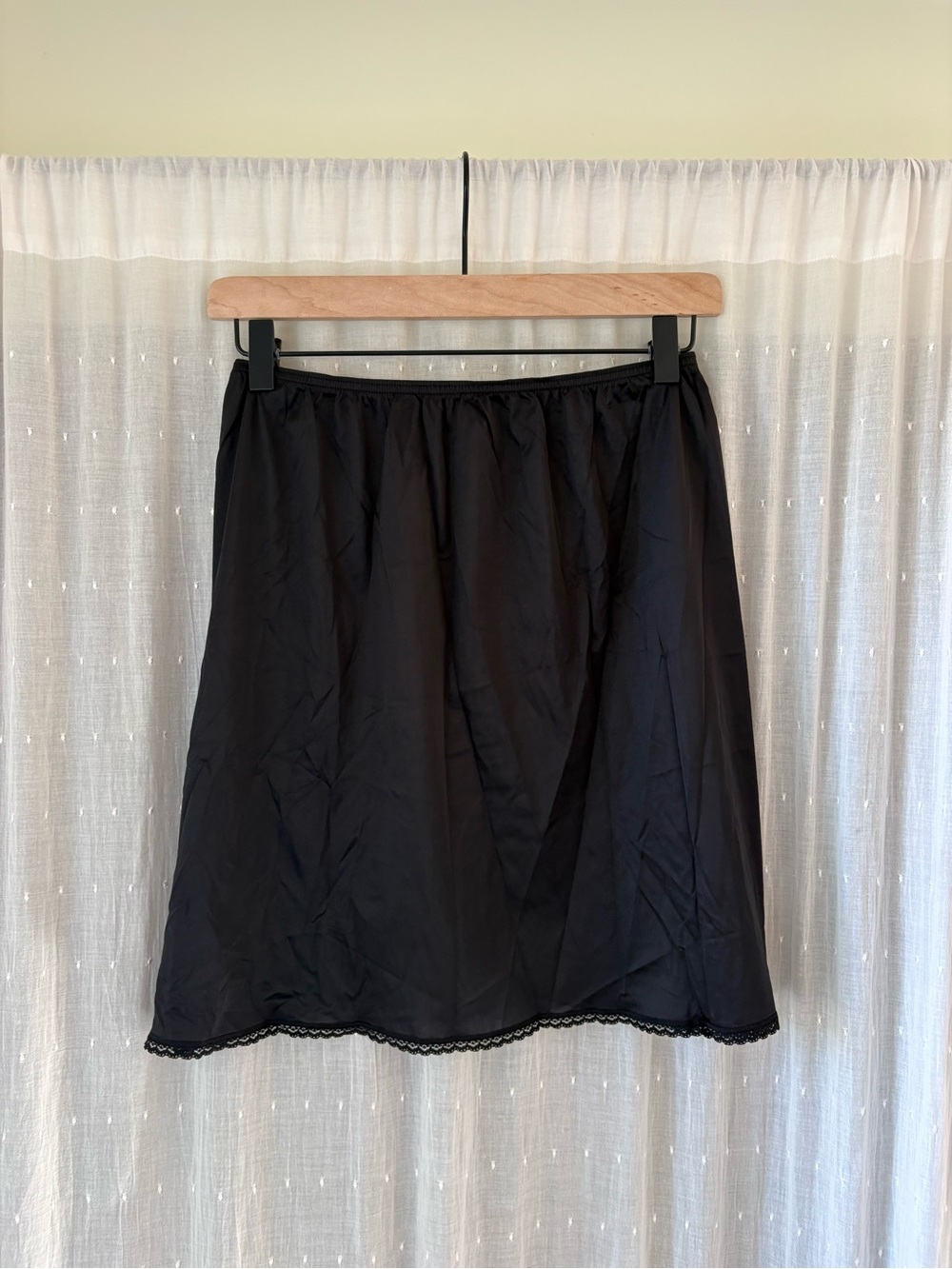 Vintage Vanity Fair Black Half Slip Skirt with Lace Trim